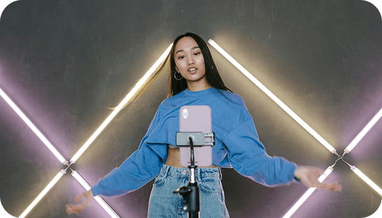 Girl creating UGC content